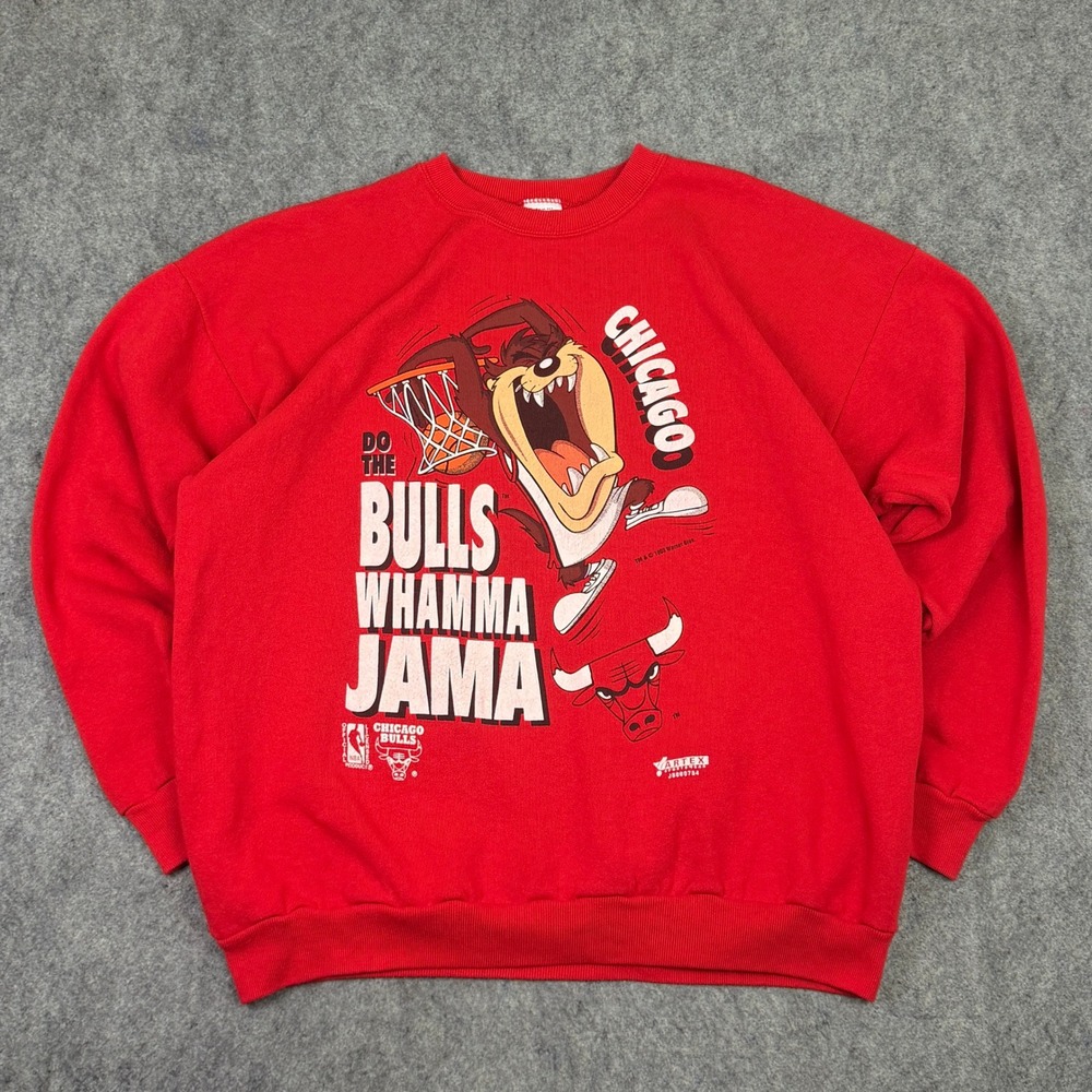 Vintage 1993 Chicago Bulls Taz Whamma Jama Sweatshirt Artex Red XL Made in USA
